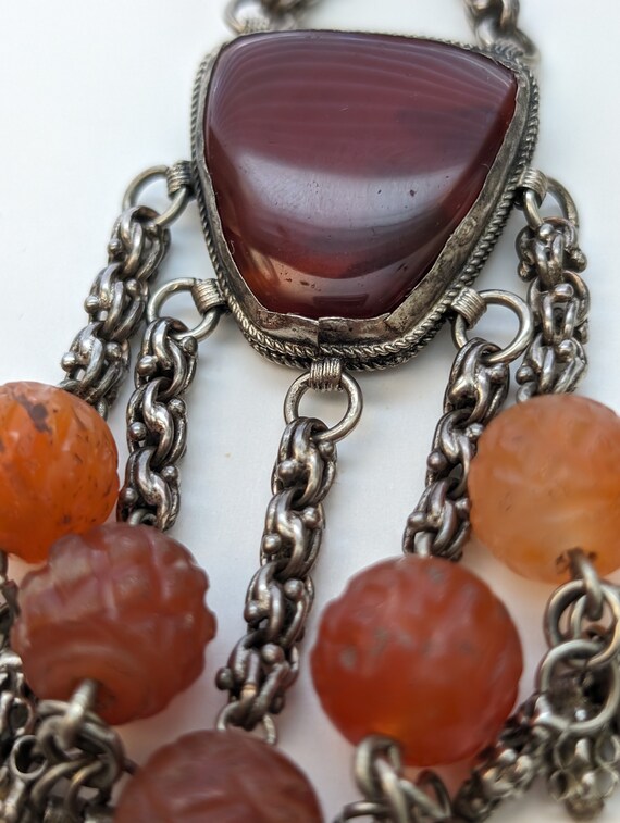 RARE Antique Ottoman Turkish Silver Carnelian Cha… - image 5