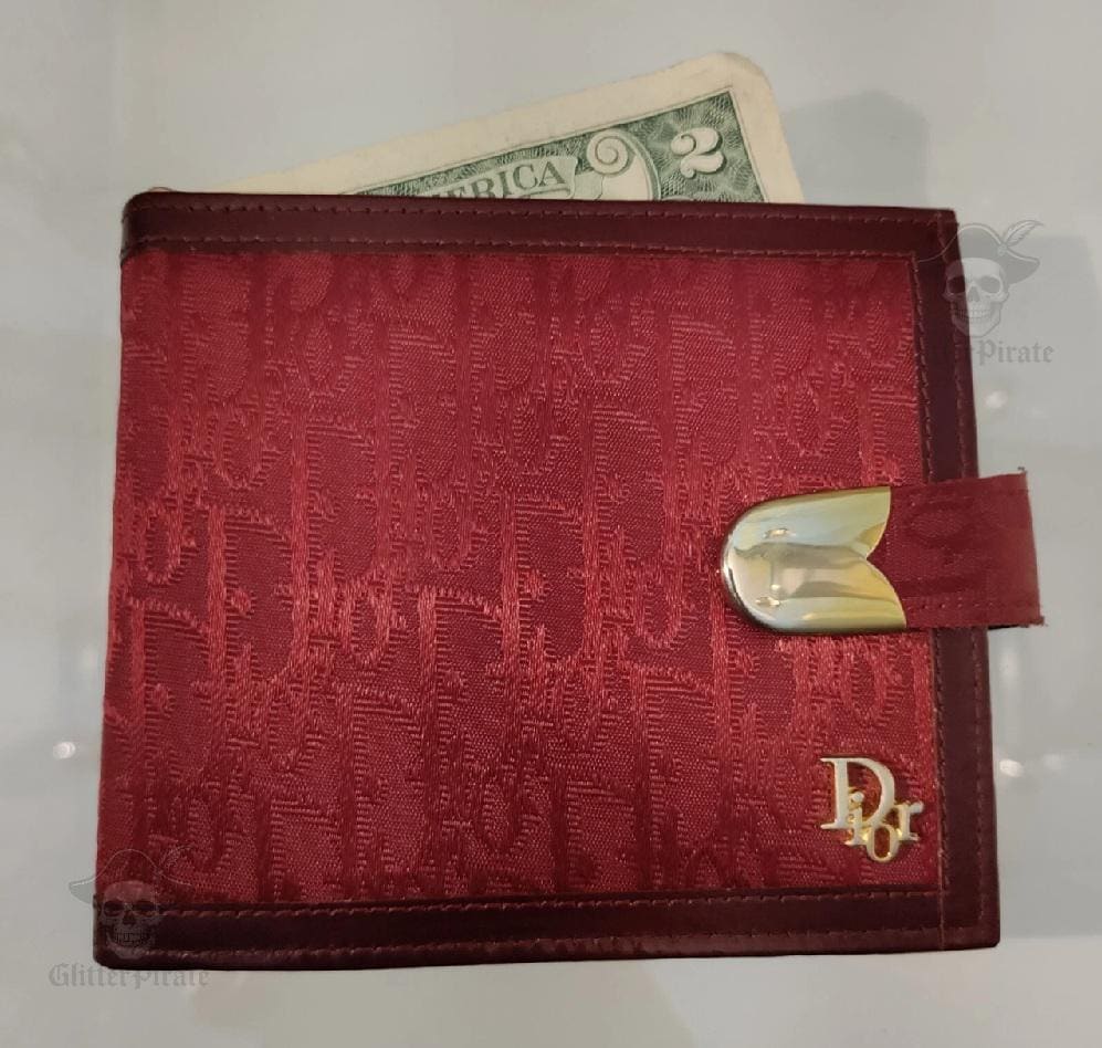 Rare 1980s Christian Dior Maroon Trotter Kiss-lock Wallet