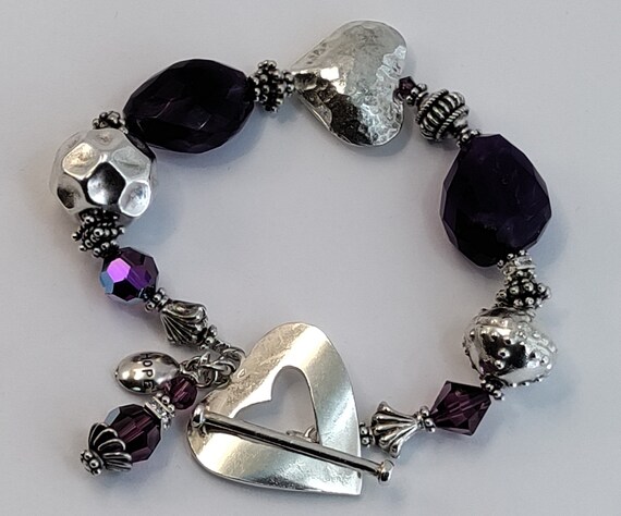 Handmade Solid Sterling Silver Faceted Amethyst B… - image 2