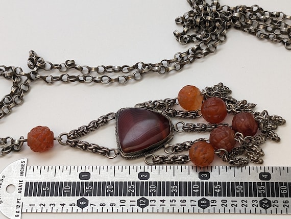 RARE Antique Ottoman Turkish Silver Carnelian Cha… - image 10