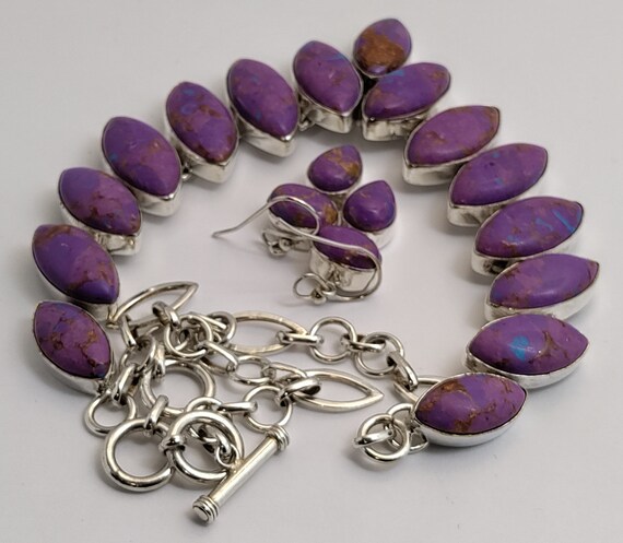 23" India Solid Sterling Silver Simulated Purple … - image 6