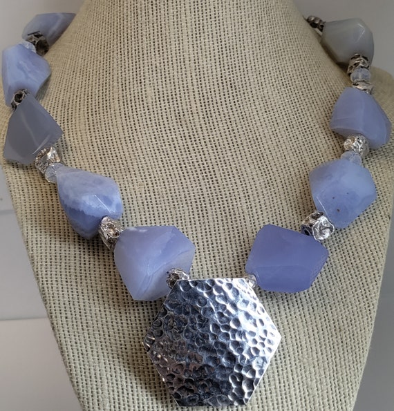 Chunky Solid Sterling Silver Hammered Disk Natura… - image 10