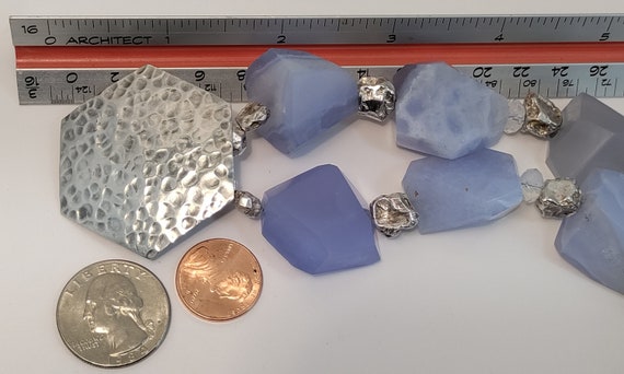 Chunky Solid Sterling Silver Hammered Disk Natura… - image 9