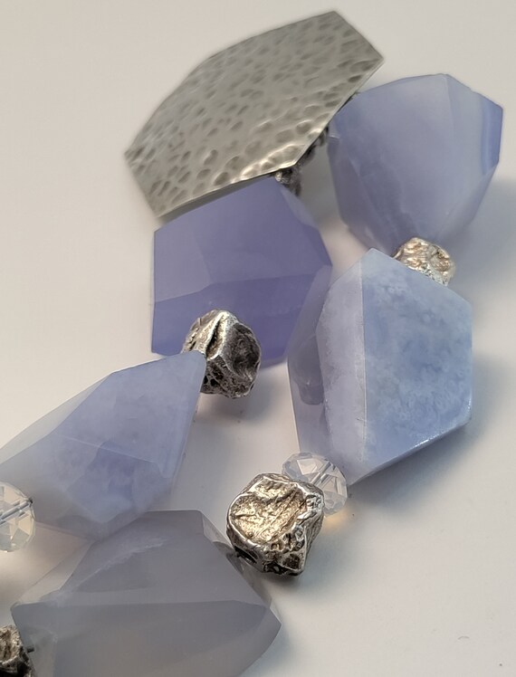 Chunky Solid Sterling Silver Hammered Disk Natura… - image 6