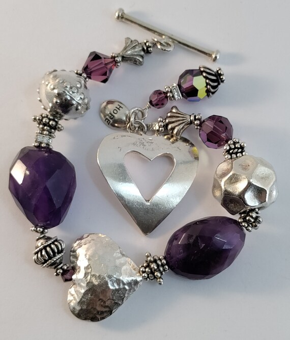 Handmade Solid Sterling Silver Faceted Amethyst B… - image 8