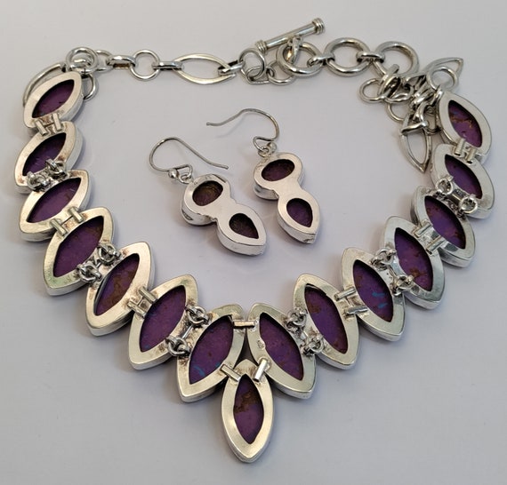 23" India Solid Sterling Silver Simulated Purple … - image 4