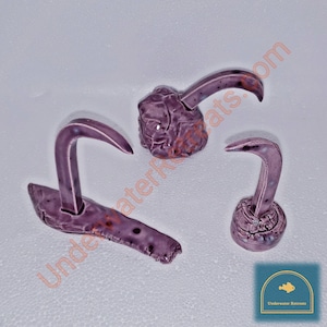Glazed Clay food weight Ring Holder Twisted skewer spike Pleco loach crayfish snail purple blue TTRPG DND TERRAIN image 1