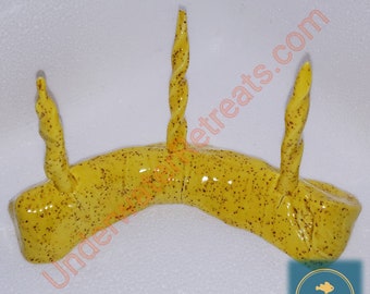 Clay ceramic food weight skewer spikes • Pleco loach crayfish snail otocinclus algae eater • Betta tank decor Yellow brown spicy mustard