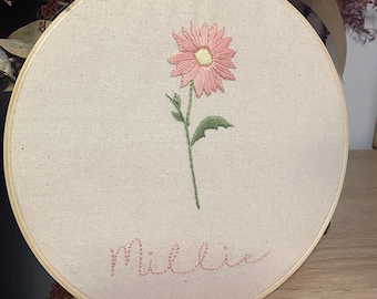 Personalised Birth Month Flower Embroidery Hoop
