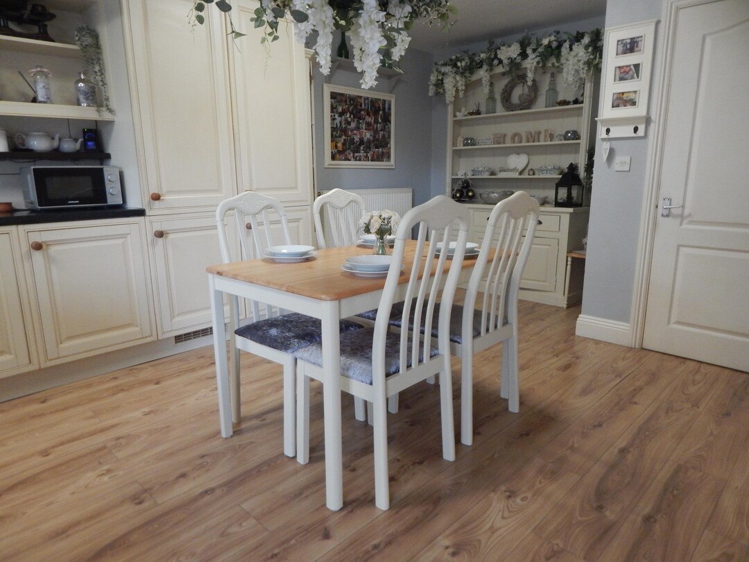 Dining Table & 4 Chairs – Pine , Restored , Farmhouse Style. - Etsy UK