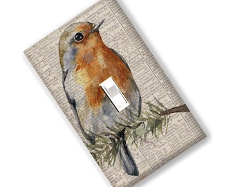 Watercolor Bird Light Switch Cover Outlet  art repo print  Kitchen Bed room Home Decor Garden Gift Botanical