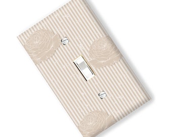 Boho Neutral Flowers & Stripes  Floral Light Switch Cover Plate Homemade Multi Toggle Kitchen Dining  Home Decor Houseware