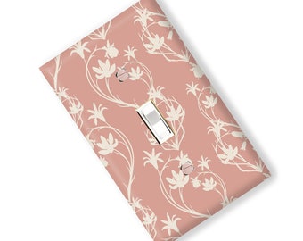 Pink Ivory Flowers Light Switch Cover Outlet  print Kitchen Bedroom Home Decor Garden Gift Flower