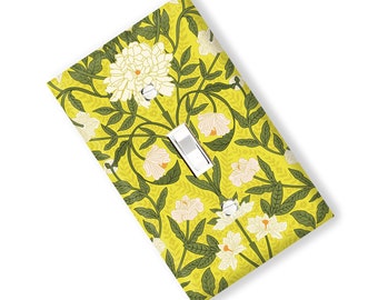 Botanical William Morris Yellow  Ivory Flower Light Switch Cover Outlet  print Kitchen Bedroom Home Decor Garden Gift Flower