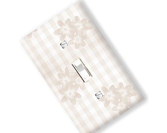 Boho Neutral Plaid Floral Light Switch Cover Plate Homemade Multi Toggle Kitchen Dining  Home Decor Houseware