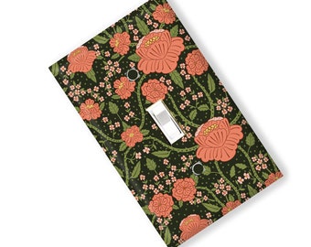 Botanical William Morris Pink Flower Light Switch Cover Outlet  print Kitchen Bedroom Home Decor Garden Gift Flower