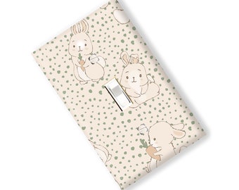 Blush Bunnies & Dots Light Switch Cover Outlet  print Kitchen Bedroom Home Decor Garden Gift Botanical Flower