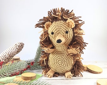 Hedgehog soft cuddly toy, crochet ready made toy, plush woodland animal, UK wildlife, hedgehog gift,  handmade stuffed toy