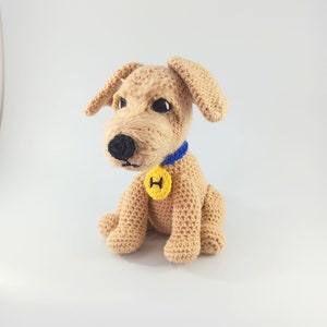 Crochet terrier dog, cuddly soft toy, personalised gift, ready made toy, stuffed animal plush toy image 1