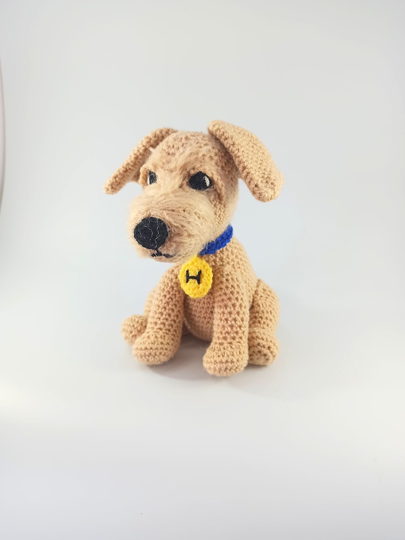 Crochet terrier dog, cuddly soft toy, personalised gift, ready made toy, stuffed animal plush toy image 1