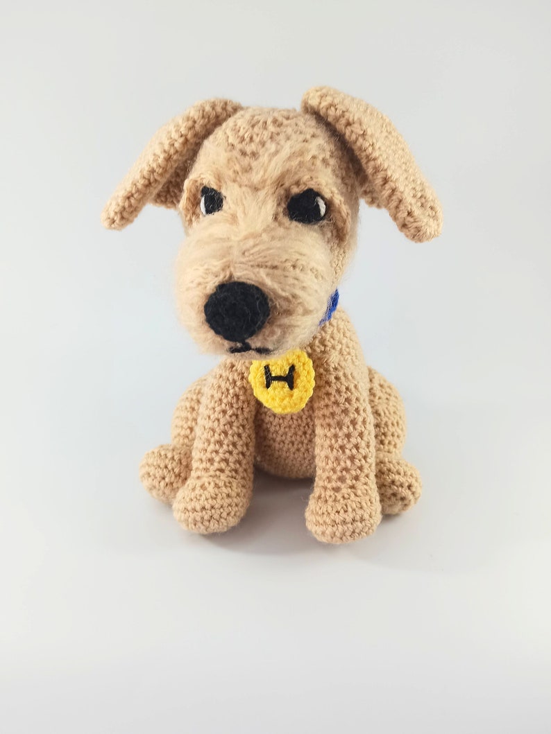 Crochet terrier dog, cuddly soft toy, personalised gift, ready made toy, stuffed animal plush toy image 2