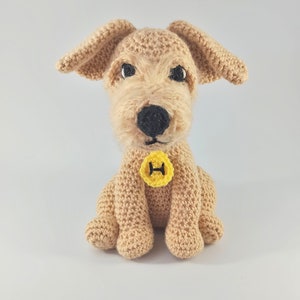 Crochet terrier dog, cuddly soft toy, personalised gift, ready made toy, stuffed animal plush toy image 3