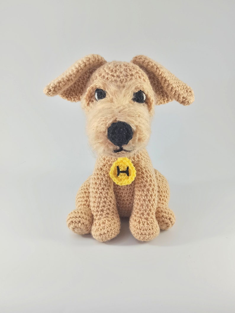 Crochet terrier dog, cuddly soft toy, personalised gift, ready made toy, stuffed animal plush toy image 3