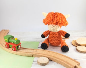 Crochet Highland Cow Plush Toy: Handmade Acrylic Softie