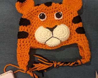 Crochet tiger hat, winter novelty hat, newborn, child, toddler, adult sizes