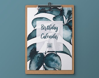 Perpetual birthday calendar, Floral wall calendar, Wooden perpetual calendar, Bday gifts for her, annual wall calendar