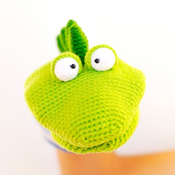 Dino the Hand Puppet PDF crochet pattern softie, dinosaur