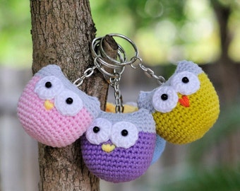 Owl keychain PDF crochet pattern accessories