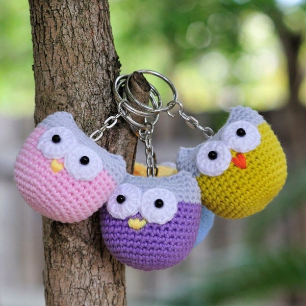 Crochet Owl Keychain Etsy