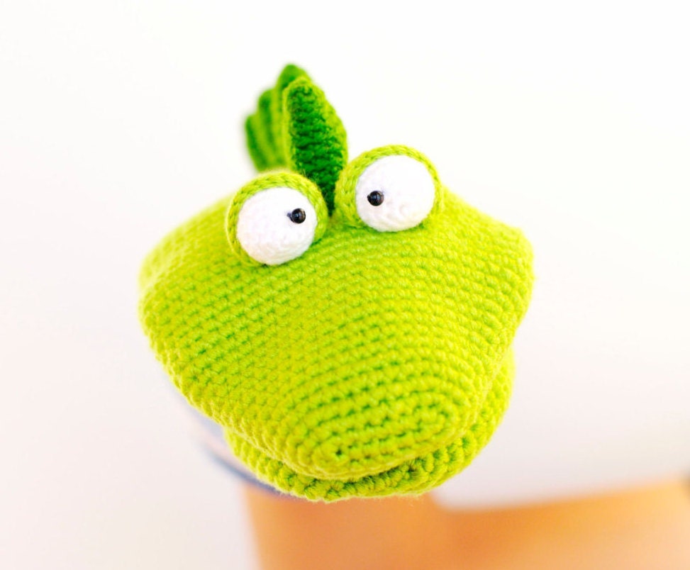 Dino the Hand Puppet PDF crochet pattern softie, dinosaur