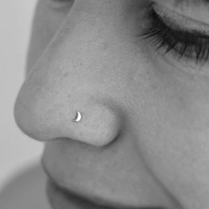 Moon nose stud, Tiny Nose Stud, Nose Piercing, Tragus Earring, Nose Jewelry Stud, silver or 14K Gold Nose screw Barely there nose earring