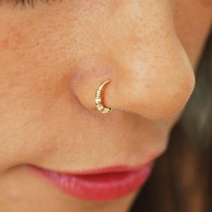 Thin Small Nose Hoop Piercing Ring Tight 24g 22g 20g Nose Ring Hoop Gold Silver Rose Gold 20 gauge 8mm, Super Snug Fit Nose Piercing Jewelry