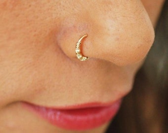 Thin Small Nose Hoop Piercing Ring Tight 24g 22g 20g Nose Ring Hoop Gold Silver Rose Gold 20 gauge 8mm, Super Snug Fit Nose Piercing Jewelry