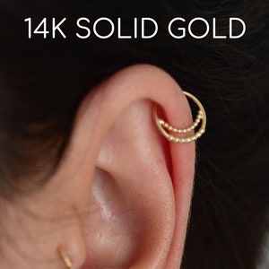 Solid gold helix hoop Clearance