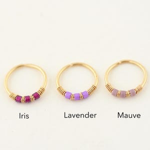 Handmade Beaded Hoop Earrings 14K Gold Filled & Sterling Silver Perfect for Nose, Tragus, Cartilage, Helix,  All Piercings in Stunning