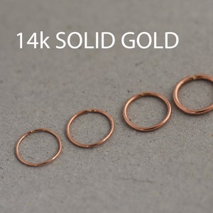 14k Solid Gold Nose Ring, Real Gold Hoop Earring, Rose Gold Nose Ring, Nose Hoop Gold, Nose Ring Hoop, Gold Nose Ring 14k, Rose Gold Nose