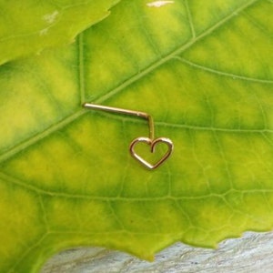 Tiny nose stud, tiny heart nose stud, gold nose ring, heart tragus, nose ring stud sterling silver handcrafted