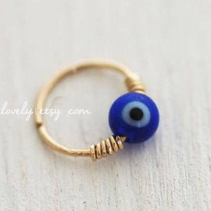 Tragus earring, Silver Cartilage, Gold filled Cartilage Hoop, Blue Eye Helix Hoop earring, Lucky Cham Protection Eye jewelry, Piercing