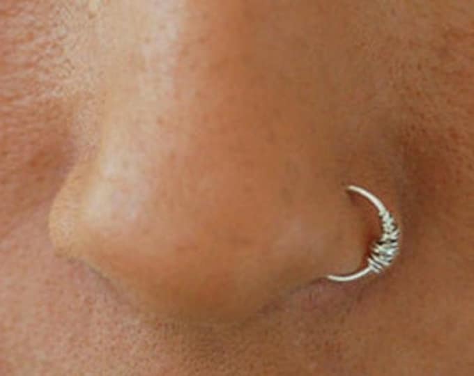 Thin Small Nose Hoop Piercing Ring Tight 24g 22g 20g Nose Ring Etsy