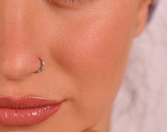 Nose Ring,Nose Hoop,cartilage ring, beaded cartilage hoop, tiny hoop, Nose Piercing, Tragus, turquoise hoop, Cartilage Earring, Helix ring