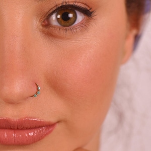 Nose Ring,Nose Hoop,cartilage ring, beaded cartilage hoop, tiny hoop, Nose Piercing, Tragus, turquoise hoop, Cartilage Earring, Helix ring