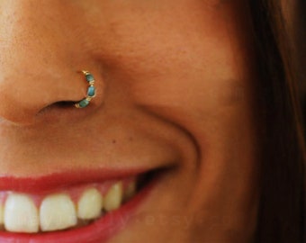 Nose Ring Hoop, turquoise nose hoop Nose Piercing, Tragus hoop Earring, Cartilage Earring, Helix Piercing, tiny turquoise hoop, body jewelry