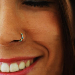 Piercing de nariz, piercing de nariz turquesa, brinco de argola para tragus, brinco de cartilagem, piercing de hélice, argola turquesa pequena, joias corporais