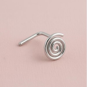 Spiral Nose Stud Earring, Indian Nostril, Tiny Gold-filled Screw End, Gold Nose Jewel, Body Jewelry, Round Pin, Gift For Her