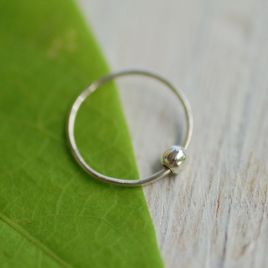Silver Nose Hoop Earring Tiny Ball Nose Ring Tiny Nose Hoop Etsy