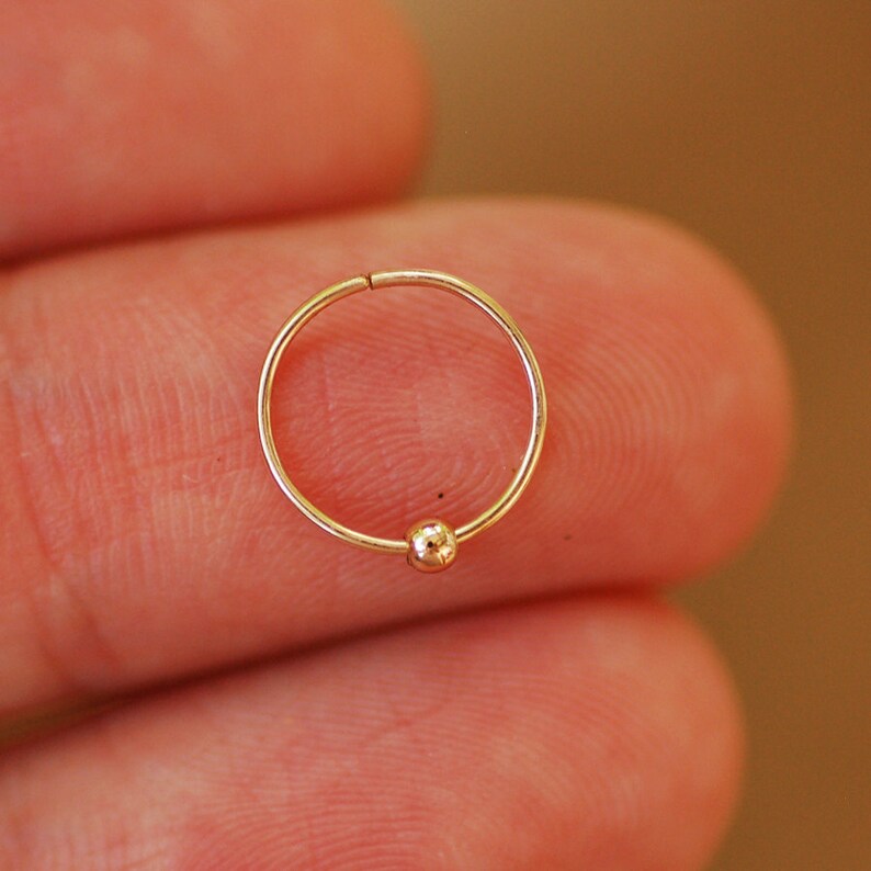 Gold Nose Hoop Earring Tiny Ball Cartilage Hoop Tiny Nose Etsy